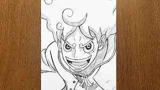 How to draw Gear 5 Monkey D. Luffy step by step: a simple anime drawing tutorial.