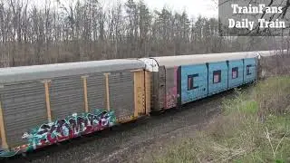 Autoracks Train CPKC 137 With CP 8054 & UP 7682 Locomotives Denfield Road Bridge