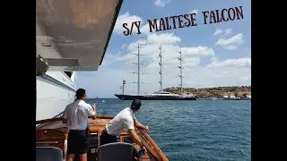 S/Y Maltese Falcon leaving Porto Cervo