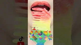 ASMR RAINBOW EMOJI FOOD kohakuto sprinkle honey jelly noodles sprinkle jelly mukbang eating sounds