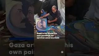 Gaza artist burns his own paintings for survival amid blockade