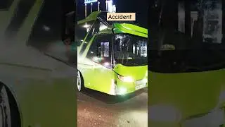 Green line bus face by a accident
