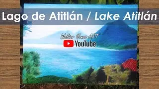 Drawing of Lake Atitlán Dibujo del lago de Atitlán