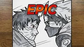 Obito vs Kakashi Drawing Tutorial Step-by-Step | Anime Drawing | Naruto Shippuden