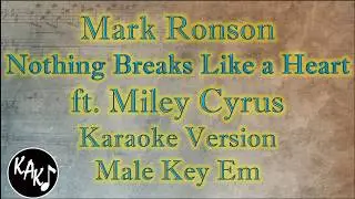 Mark Ronson ft. Miley Cyrus - Nothing Breaks Like a Heart Karaoke Instrumental Male Key Em