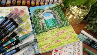 Easy Acrylic Markers Landscape tutorial | Cozy Art 