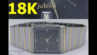 18K Gold 4 Diamonds Titanium Carbide Bracelet Rado Jubile 27mm 129.0270.3 Watch