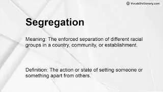 Segregation Meaning