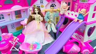 20 Minutes Satisfying Unboxing Pink Princess House Playset with Slide, Cute Toys ASMR Review Toys