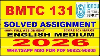 BMTC 131 solved assignment 2026 in English || bmtc 131 solved assignment 2026 || bmtc131 2025-26