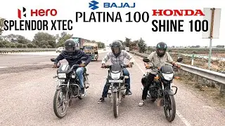 Hero splendor Xtec vs Platina 100 vs Honda shine 100 || DRAG RACE
