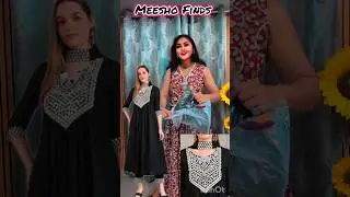 Black Mirror Work Kurta Set with Pant & Necklace Dupatta | Premium Party Wear | Meesho Find