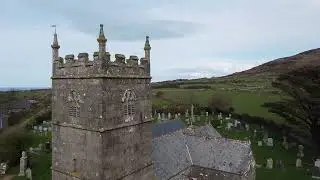 Zennor west Cornwall and surrounding landscape. First Days of Spring.  Drone view DJI Mini2 se.