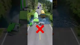 Mixer Cement Truck VS Massive Water Pit #6 | #carsvswaterpit #doubleflatbedtrailertruckvsspeedbumps