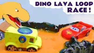 Dinosaur Toy Car Racing with the Funlings and McQueen