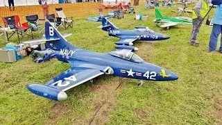RC GRUMMAN PANTHERS DUO DISPLAY - GIANT SCALE KOREAN WAR JET FIGHTERS - ELVINGTON - 2017