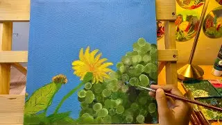 Easy to Paint | How to Paint a Sunflower with Acrylic | Acrylic Painting for Beginners