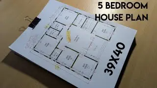Indian Style 5bedroom house plan II 39x40 new ghar ka naksah II 5Bhk home designs
