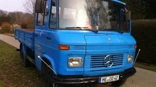 Mercedes Benz 407D automatic old truck walkaround and drive (cab view)