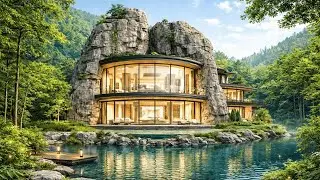 Building a Secret Room Inside a Large Rock Above the Lake Water (ASMR)