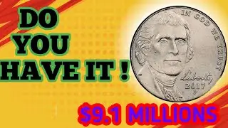 AMERICA'S RAREST 2017p Five Cent Coin!Big Worth Money!