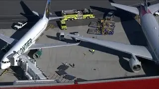 Frontier and American flights clip wings at Boston's Logan International Airport