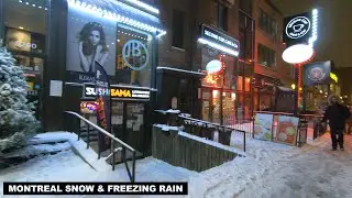 Montreal Freezing Rain and Snow Walk in C&ocirc;te-des-Neiges