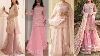 Beautiful Light Pink Sharara And Gharara Designs 2025/Latest Light pink Colour Sharara Gharara Suits