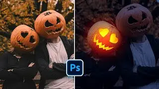How to Glow carved pumpkin using Photoshop 2025