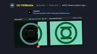 CSSBattle #207 Green Lantern | Silent Coding | Code Golfing