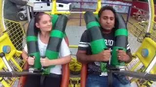 Slingshot fails, girl wets her pants on the slingshot