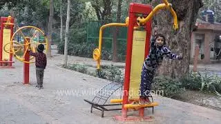 Open air kiddie gymnasium at Lodhi Gardens in Delhi : free for all work out!