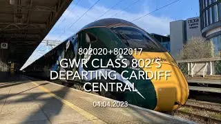 GWR Class 802&rsquo;s (802020+802017) departing Cardiff Central (04.04.2023)