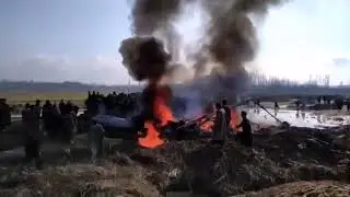 First visuals of IAF fighter jet crash in Budgam, Jammu and Kashmir