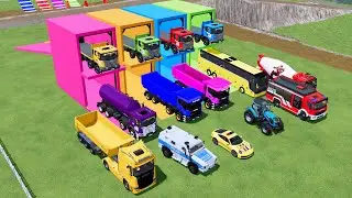 Transporting Dump Truck, Tractor, Cement Mixer, Fire Rescue & City Bus &ndash; FS22