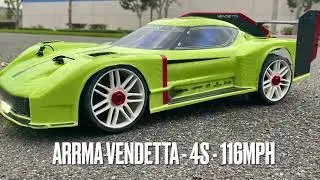 Arrma Vendetta - 4S speed run - 116MPH - Castle MMX8s - TP Motor