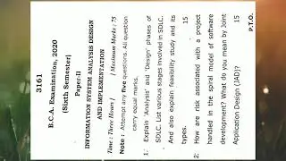 Information Systems Analysis and Design BCA 6th Sem Paper 2020