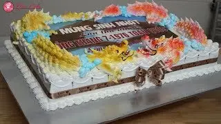 Bánh Sinh Nhật Sự Kiện In Ảnh Trang Trí Rồng – Decorate Image Cake With Dragons Topping Cream