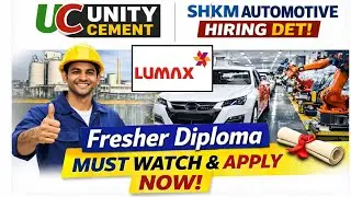 fresher Diploma Hiring 2026 || unity cement | SHKM | lumax | Hiring Diploma Fresher || Diploma Job