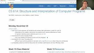 CS 61A Fall 2022 Lecture 37 Announcements