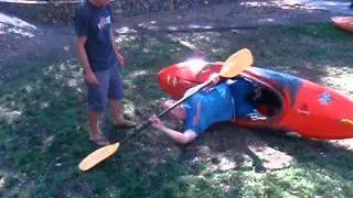 Kayak Roll practice on dry land.