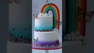 A Beautiful Rainbow Butterfly Cake