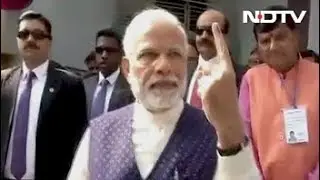 PM Modi Votes In Gujarat, Walks With Inked Finger For Huge Crowd