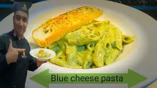 Blue Cheese Pasta with pesto sauce restaurant style / how to make in home easily