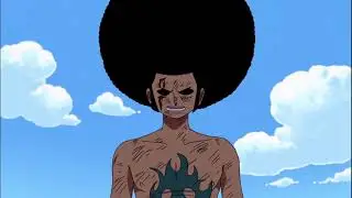 Afro Luffy defeats the Captain of the Foxy Pirates.