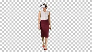 Walking Woman Using VR Stock Video
