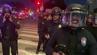 Violent LAPD Arrest, Explosions, Anti ICE Protester Shot in Face w Less Lethal by DHS