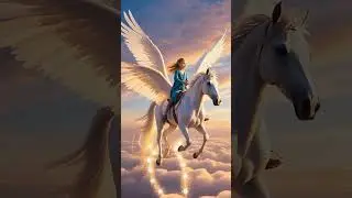 Child Rides Flying Horse in Magical Sky | Fantasy Cinematic Video #shorts #trending