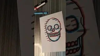 DRAWING SKULL | GLITCH EFFECT  #drawing #art #glitch #shorts