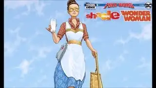 WONDER WOMAN IS THE PERFECT 1950's WONDER WIFE  IN MILKSHAKE WARS COMIC BOOK CROSSOVER